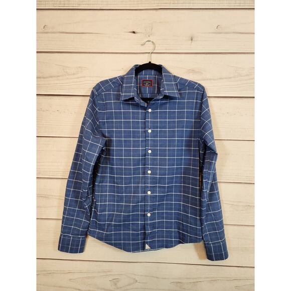 UNTUCKit‎ Otranto Men's Navy Blue Plaid Slim Fit Button Down Shirt Size Small - Picture 1 of 6